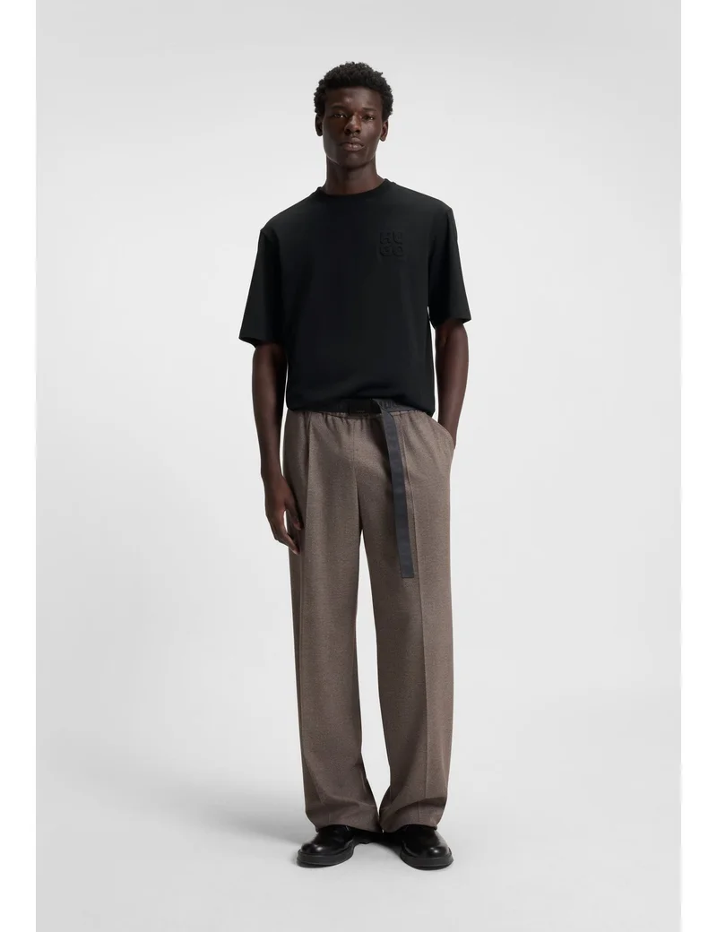 HUGO Cotton-jersey T-shirt with stacked logo